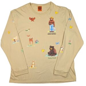 SALE!!  Teddy Fresh X Smokey Bear 2XL cotton, long sleeve T-shirt w/ critters.